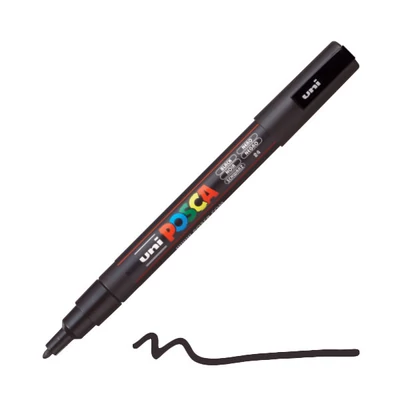 Flomaster UNI POSCA PC-3M, 0,9-1,3 mm - 24, crni