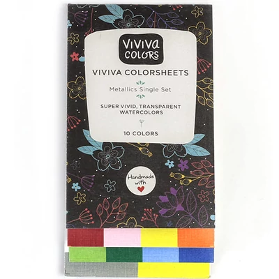 Set paleta za akvarel papir Viviva Colorsheets - 10 boja, metalik pojedinačni set