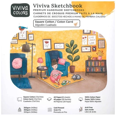 Viviva Sketchbook Pamučni blok za crtanje, 300 g, grubo, 40 stranica - 19x19 cm