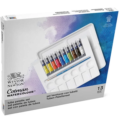 Winsor&amp;Newton Cotman set akvarel boja, 10x8 ml + kist - Palette