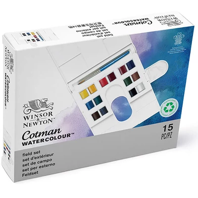 Winsor&amp;Newton Cotman set akvarel boja, 14x1/2 stabljika + kist - Field