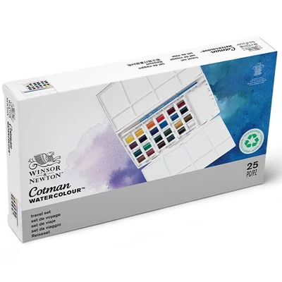 Winsor&amp;Newton Cotman set vodenih boja, 24x1/2 drška + kist - Putovanje