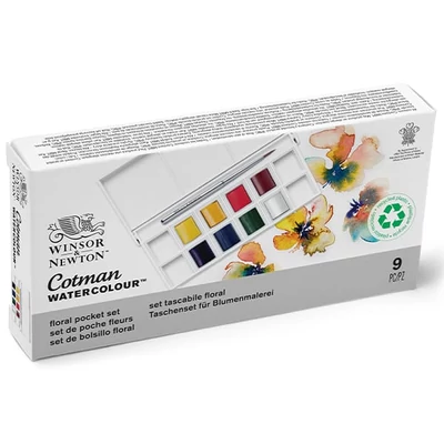Winsor&amp;Newton Cotman Pocket Set set vodenih boja, 8x1/2 drška + kist - Floral