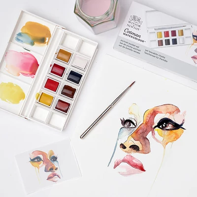 Winsor&amp;Newton Cotman Pocket Set set vodenih boja, 8x1/2 drška + kist - Portret