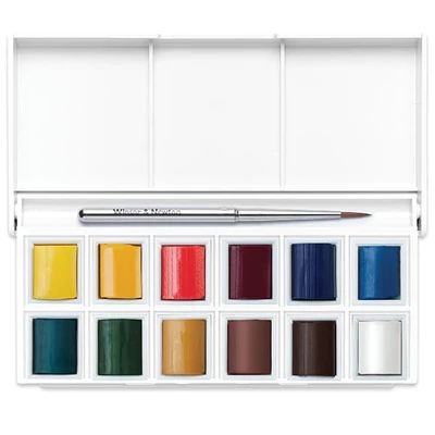 Winsor&amp;Newton Cotman Pocket Set set vodenih boja, 12x1/2 drška + kist - Sketchers'
