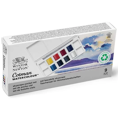 Winsor&amp;Newton Cotman Pocket Set set vodenih boja, 8x1/2 drška + kist - Skyscape