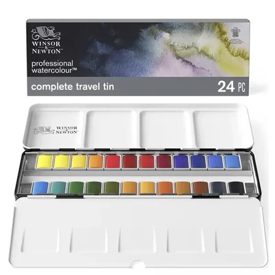Set akvarelnih boja Winsor&amp;Newton Professional, svilenkaste - 24x1/2, 24x1/2, Complete Travel Tin