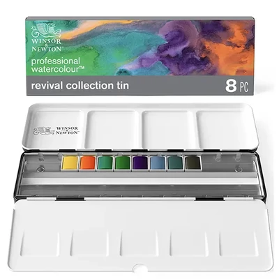 Set akvarelnih boja Winsor&amp;Newton Professional, svilenkaste - 8x1/2, Revival Collection Tin