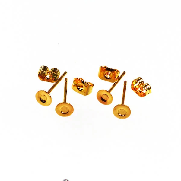 Baza naušnica, utikač - zlatne boje, 4 mm, 2 para