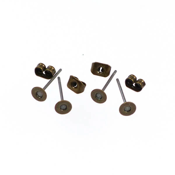Baza naušnica, utikač - antik, 4 mm, 2 para