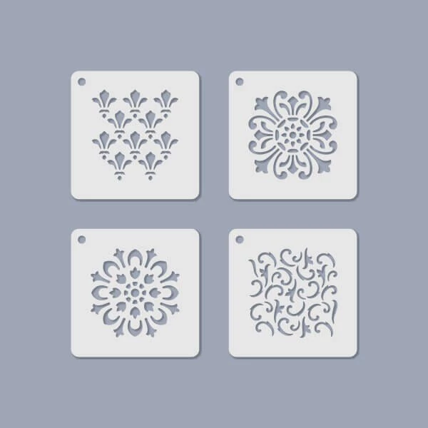 Set šablona, šablona za nakit, 6,5x6,5 cm, 4 vrste - Romantic
