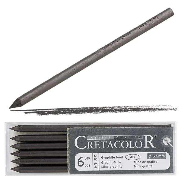 Cretacolor umetak za nalivpero, 5,6 mm - grafit, 4B, 6 kom