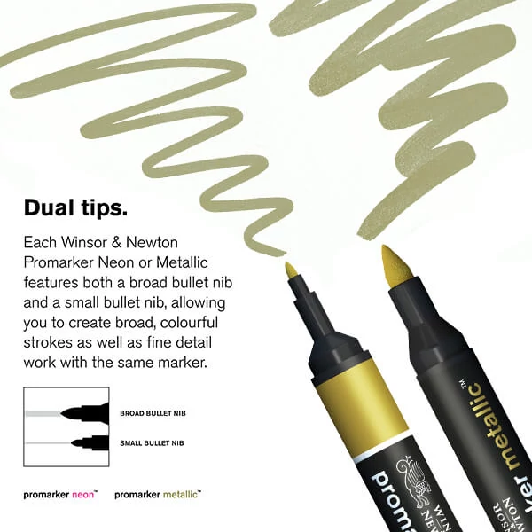 ProMarker dvostrani alkoholni flomaster - észlet - 6 db, metallic