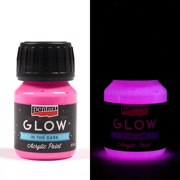 Pentart Glow akrilna boja koja svijetli u mraku, 30 ml - roza