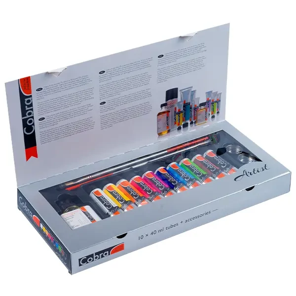 Talens Cobra set za slikanje uljanim bojama na bazi vode, 10x40 ml + 1x75 ml + pribor