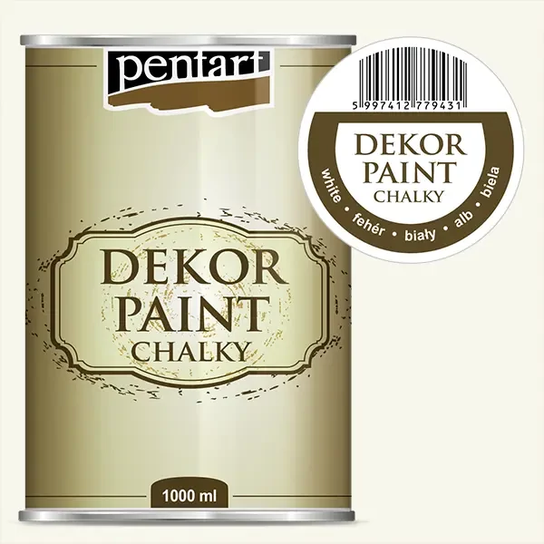 Pentart Dekor Paint Kredasta boja, 1000 ml - bijela