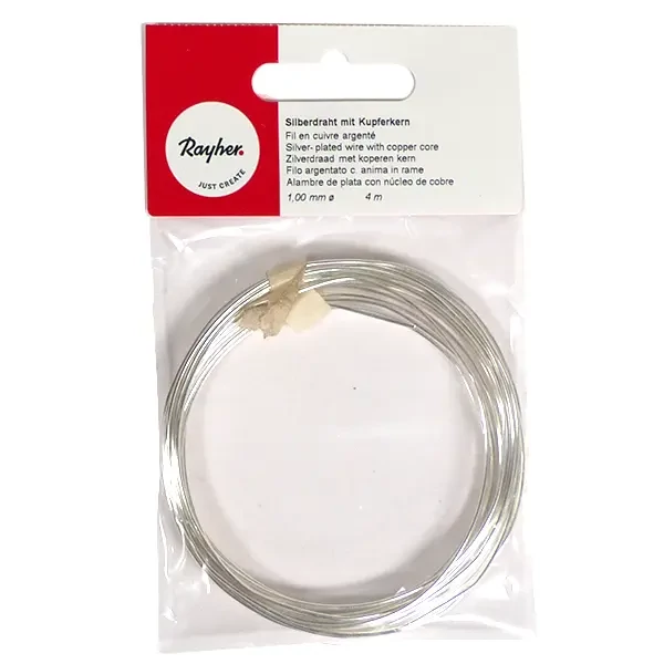 Žica za nakit, 1 mm, 4 m - srebrne boje, s bakrenom jezgrom