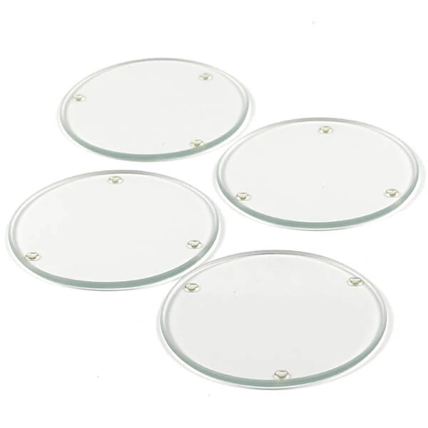 Set staklenih podmetača, okrugli, 10 cm, 4 kom