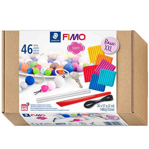 FIMO Soft Basic XXL Set set pečena glina, 26x57 g s priborom