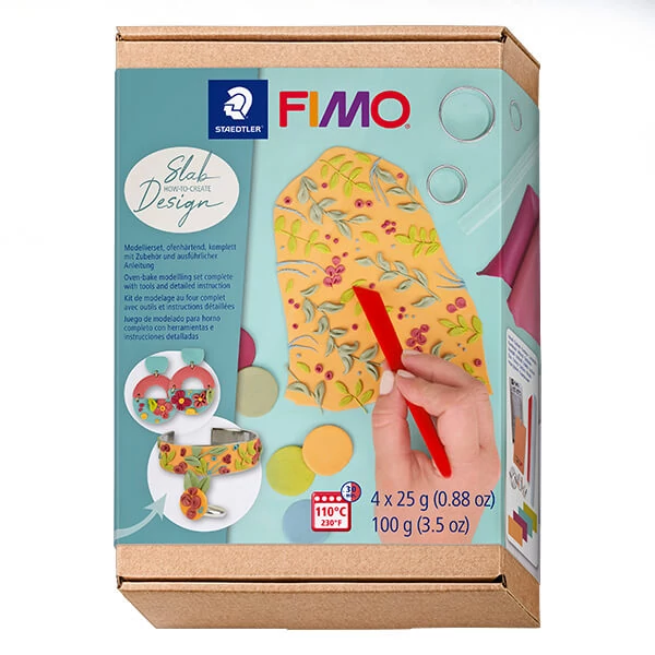 Fimo Soft set pečena glina, 4x25 g - Sheet design, Slab Design