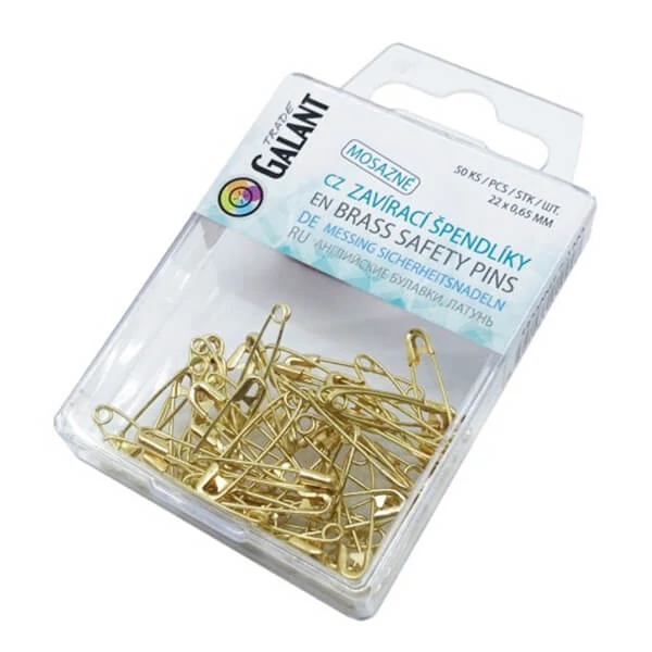 Set sigurnosnih igala, 0,65x22 mm, 50 kom - zlatne boje