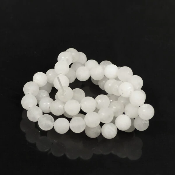 Mineralni biser - Bijeli žad, mat, 6 mm, 1 pramen