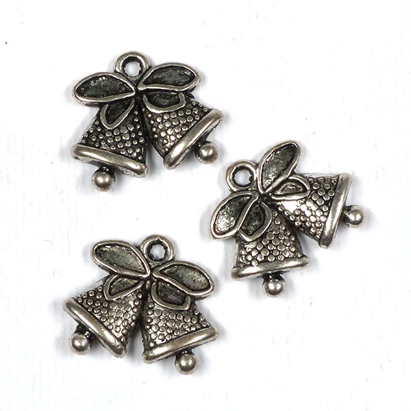 Privezak metalni ukras, 3 kom - zvono, 3D