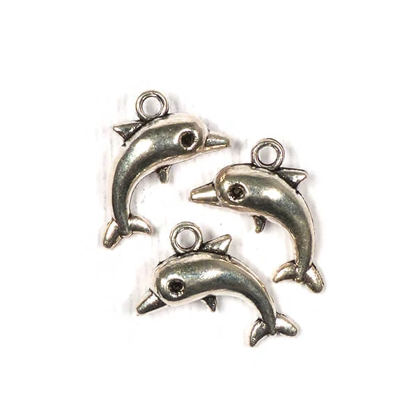 Metalni privjesak, 3 kom - delfin, 3D