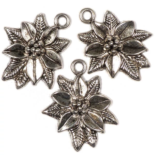 Charm metalni ukras, 3 kom - božićna zvijezda
