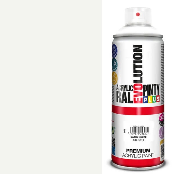 Akrilna boja u spreju, EVOLUTION svila sjaj, 400 ml - RAL9010 čisto bijela