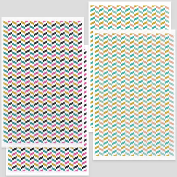 Transfer papir za pečenje plastelina, 9x14 cm, 2x2 kom - ševron cik-cak - rozo-crni, tirkiz