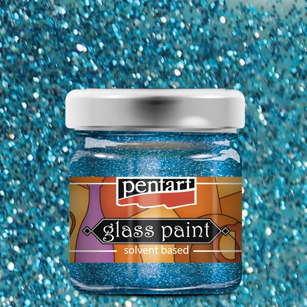 Pentart solventna boja za staklo, 30 ml - 26525 svjetlucavo plava