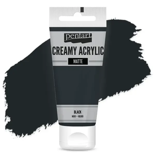 Kremasta akrilna boja Pentart, mat, 60 ml - crna