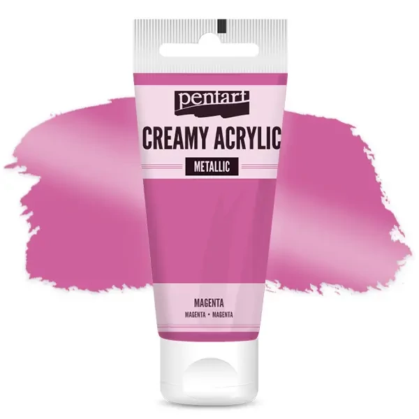 Kremasta akrilna boja Pentart, metal, 60 ml - magenta
