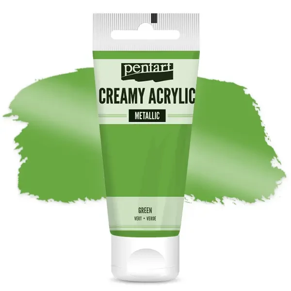 Kremasta akrilna boja Pentart, metal, 60 ml - zelena