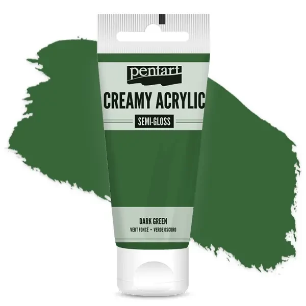 Kremasta akrilna boja Pentart, svilenkasto glatka, 60 ml - tamnozelena
