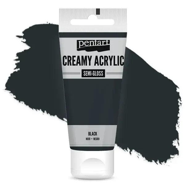 Kremasta akrilna boja Pentart, svilenkasto glatka, 60 ml - crna
