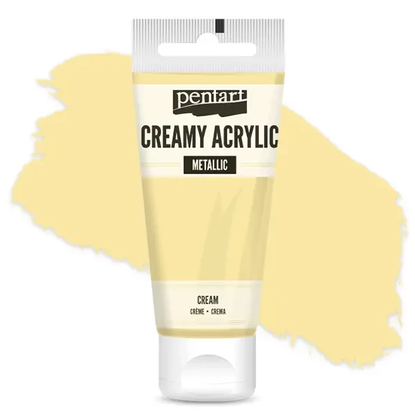 Kremasta akrilna boja Pentart, svilenkasto glatka, 60 ml - kremasto bijela