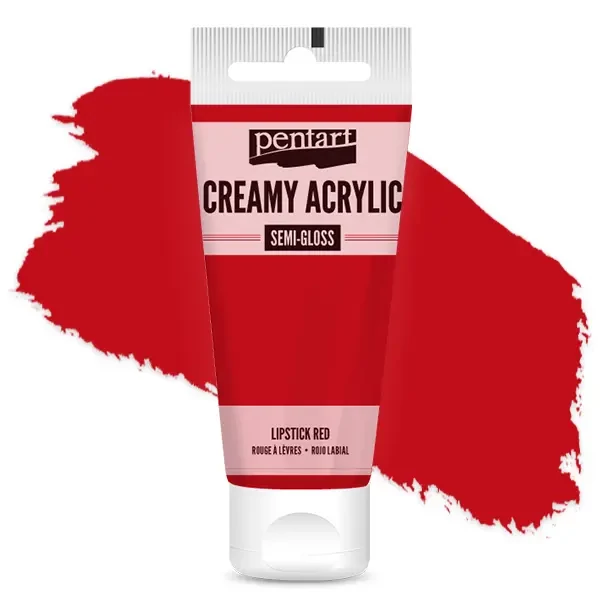Kremasta akrilna boja Pentart, svilenkasto glatka, 60 ml - crveni ruž
