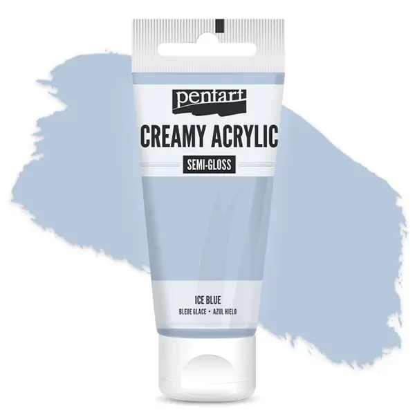 Kremasta akrilna boja Pentart, svilenkasto glatka, 60 ml - ledeno plava