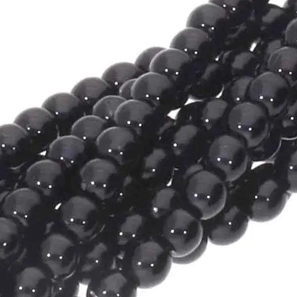 Ogrlica od čeških staklenih tekla perli, 4 mm, 120 kom - Black
