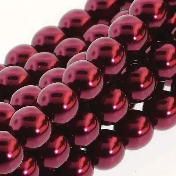 Ogrlica od čeških staklenih tekla perli, 6 mm, 75 kom - Burgundy
