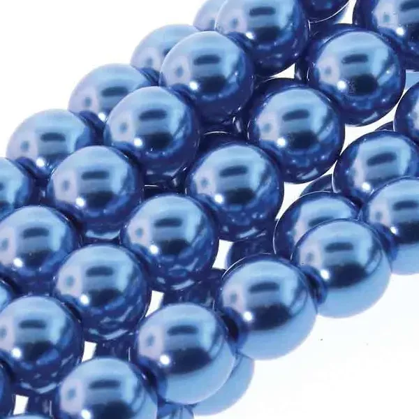 Ogrlica od čeških staklenih tekla perli, 6 mm, 75 kom - Persian Blue