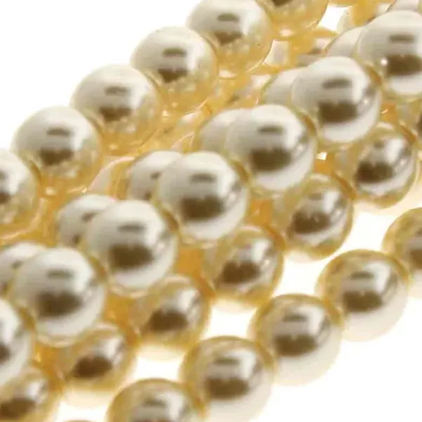 Ogrlica od čeških staklenih tekla perli, 6 mm, 75 kom - Cream