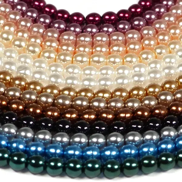 Ogrlica od čeških staklenih tekla perli, 6 mm, 75 kom - Black