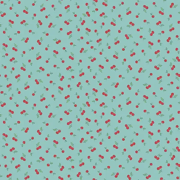 Tkanina za patchwork - Makower - Afternoon Tea Cherry Teal 094/T