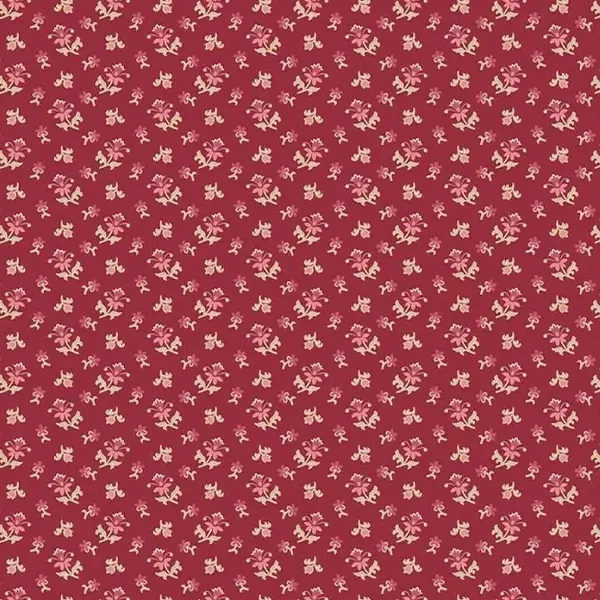 Patchwork tkanina - Makower - Wildflower Cottage 1593R Scatter crimson