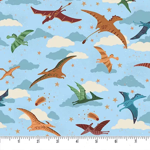 Tkanina za patchwork - Makower - Prehistoric 165/B2 Soar light blue