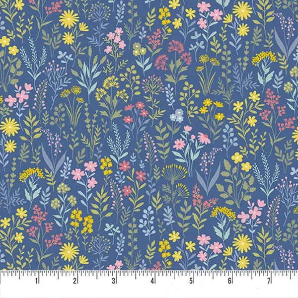 Patchwork tkanina - Makower - Petite Fleur 180/B Meadow blue