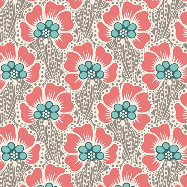 Patchwork tkanina - Tilda Cotton Beach - Ocean flower siva 100330